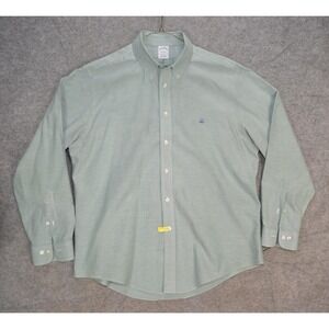 Brooks Brothers Dress Shirt Men XL Green Button Down Non-Iron Supima Long Sleeve